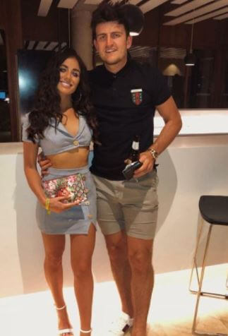 Fern Hawkins with her fiancé Harry Maguire.